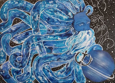 Schilderij getiteld "Poseidon / Neptune" door Dilameart, Origineel Kunstwerk, Acryl