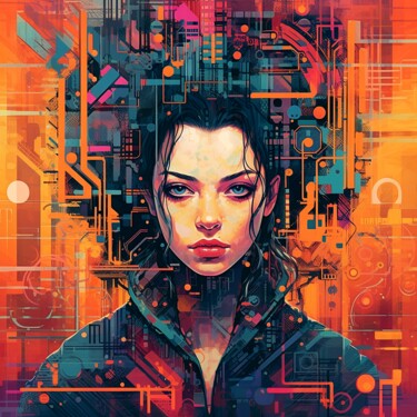 Arts numériques intitulée "Future Girl #1" par Dilameart, Œuvre d'art originale, Image générée par l'IA