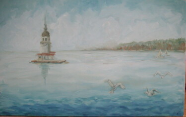 Painting titled "İSTANBUL 2" by Dilara Gürler  Sahin, Original Artwork, Oil Mounted on Wood Stretcher frame