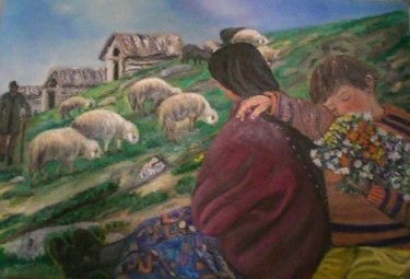 Painting titled "Lonely in Village" by Dilber Garzanli, Original Artwork