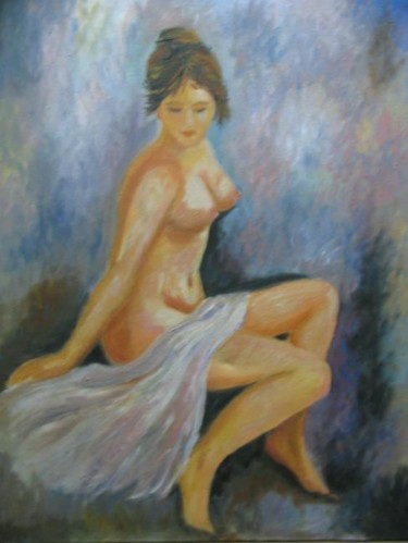 Painting titled "nu" by Dilek Nigar Aksakal, Original Artwork, Oil