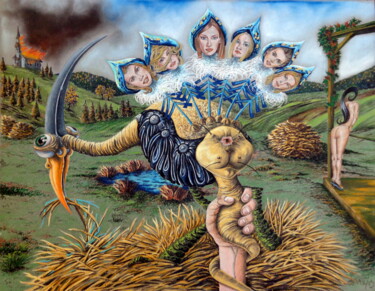 Zeichnungen mit dem Titel "R.E.M.brandt" von August Di Lena, Original-Kunstwerk, Pastell Auf Karton montiert