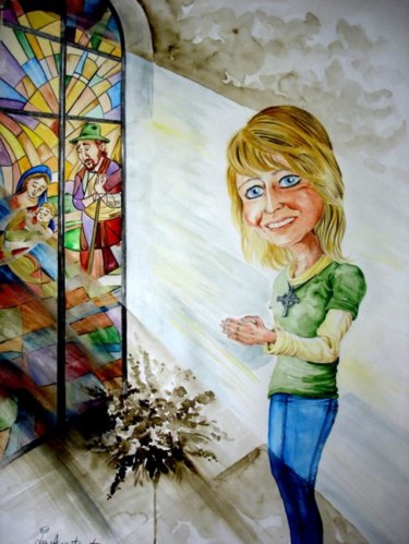 Malerei mit dem Titel "Fr Pfarrer Bachler" von August Di Lena, Original-Kunstwerk