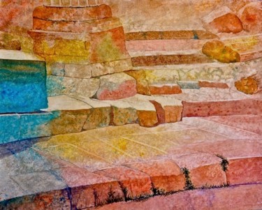 Digital Arts titled "Jerash" by Dilian Deal, Original Artwork, Watercolor