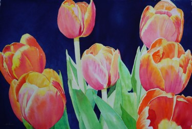 Digital Arts titled "Tulips" by Dilian Deal, Original Artwork, Watercolor