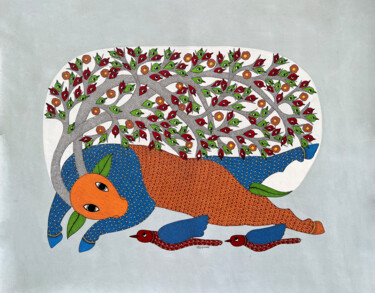 Pintura intitulada "Tree Of Life 10" por Dilip Shyam, Obras de arte originais, Acrílico