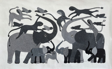 Painting titled "Elephant" by Dilip Shyam, Original Artwork, Acrylic