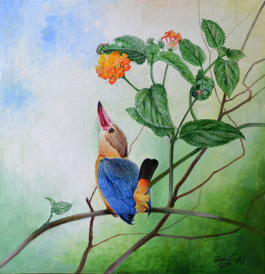 Painting titled "Simple Pleasures of…" by Dilrukshi Chandrika, Original Artwork, Acrylic Mounted on Wood Stretcher frame