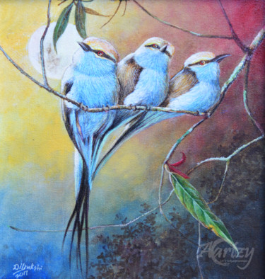 Painting titled "The Three Stooges" by Dilrukshi Chandrika, Original Artwork, Acrylic Mounted on Wood Stretcher frame