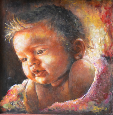 Painting titled "Adoring Miracle" by Dilrukshi Chandrika, Original Artwork, Acrylic Mounted on Wood Stretcher frame