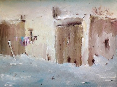 Картина под названием "Один из обычных дом…" - Dilshod Khudayorov, Подлинное произведение искусства, Масло Установлен на Дер…