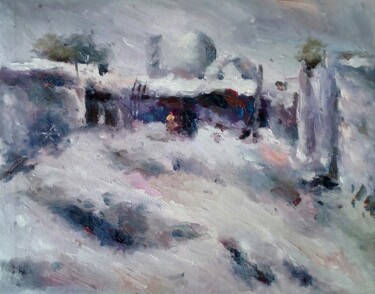 Картина под названием "Чудесный зимний день" - Dilshod Khudayorov, Подлинное произведение искусства, Масло Установлен на Дер…