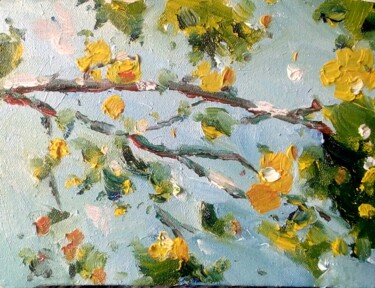 제목이 "Спелые абрикосы"인 미술작품 Dilshod Khudayorov로, 원작, 기름 나무 들것 프레임에 장착됨