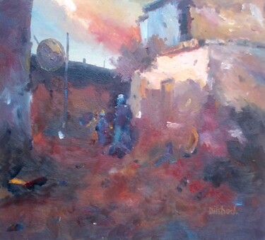 Картина под названием "A new sunset" - Dilshod Khudayorov, Подлинное произведение искусства, Масло Установлен на Деревянная…