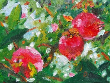 Malarstwo zatytułowany „Pomegranate” autorstwa Dilshod Khudayorov, Oryginalna praca, Olej Zamontowany na Drewniana rama noszy