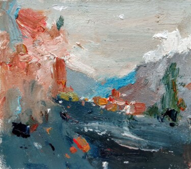 Pittura intitolato "Mountains" da Dilshod Khudayorov, Opera d'arte originale, Olio