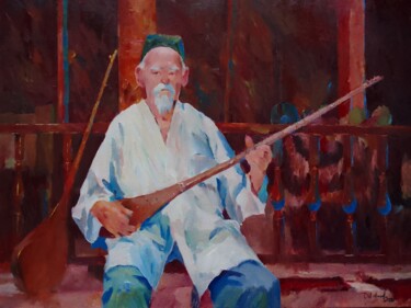 Pintura intitulada "The Dutar" por Dilshod Khudayorov, Obras de arte originais, Óleo Montado em Armação em madeira
