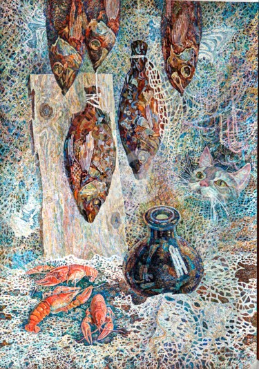 Pintura intitulada "Nature morte avec d…" por Dilyus Mursalimov, Obras de arte originais, Aquarela