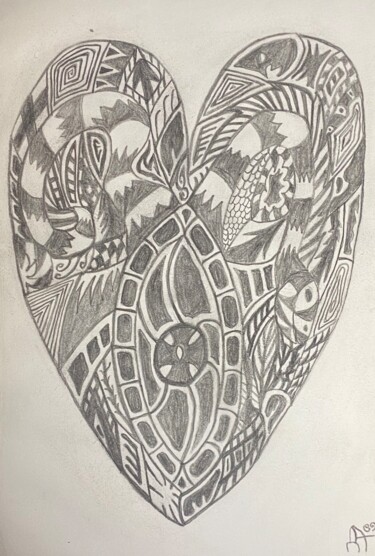 Peinture intitulée "Cœur" par Dima An, Œuvre d'art originale, Crayon