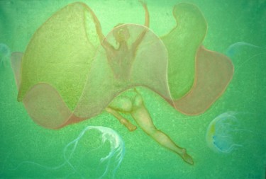 Картина под названием "Jellyfish dance" - Dima Buzo, Подлинное произведение искусства, Масло