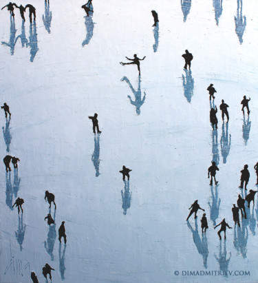Painting titled "Ice Skaters" by Dima Dmitriev, Original Artwork, Oil