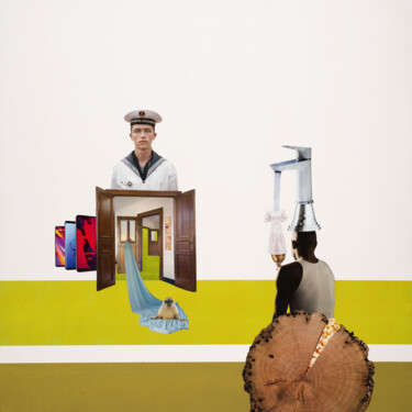 Collagen mit dem Titel "autopsy" von Dima Dobrovolskij, Original-Kunstwerk, Collagen Auf Karton montiert