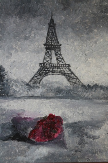 Картина под названием "Ночной Париж" - Dima Karpov, Подлинное произведение искусства, Масло