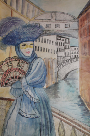 Peinture intitulée "Волшебная Венеция" par Dima Karpov, Œuvre d'art originale, Aquarelle