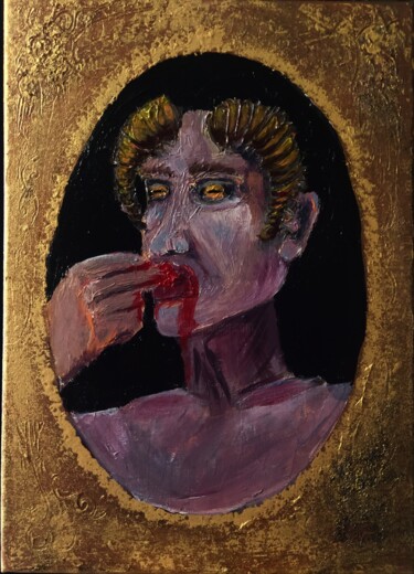 Pintura titulada "Lucifer eats strawb…" por Dima Zubakin, Obra de arte original, Acrílico