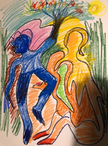 Рисунок под названием "A Deux" - Dimalone, Подлинное произведение искусства, Пастель