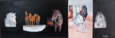 Painting titled "GALERIE DE CHEVAUX" by Umarilys, Original Artwork, Oil Mounted on Wood Stretcher frame