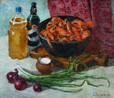 Painting titled "still life with cra…" by Dmitriy Permiakov, Original Artwork, Oil