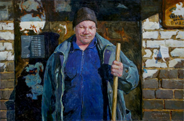 Painting titled "Portet janitor Andr…" by Dmitriy Permiakov, Original Artwork, Oil