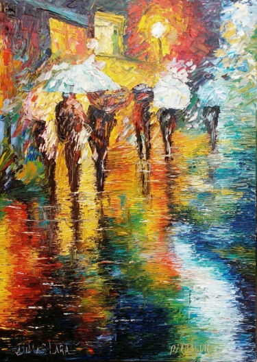 Pittura intitolato "Noite de chuva" da Dimas Lara, Opera d'arte originale, Inchiostro