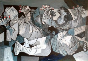 Malerei mit dem Titel "Releitura Portinari" von Dimas Lara, Original-Kunstwerk, Tinte