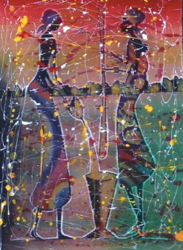Painting titled "Travail du mil" by Dime, Original Artwork