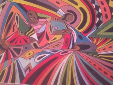 Painting titled "Spectacle africain" by Dime, Original Artwork