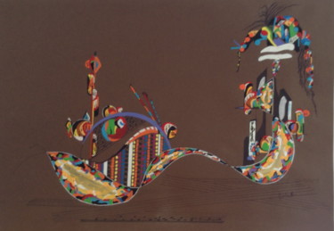 Pittura intitolato "la gitane 2" da Mindis, Opera d'arte originale, Pennarello Montato su Altro pannello rigido