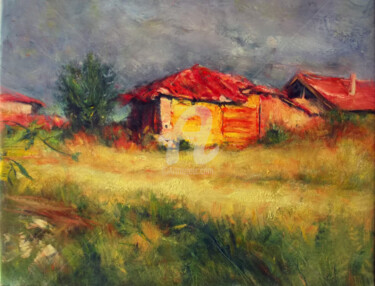 Painting titled "Rain" by Dimitrinka Popova, Original Artwork, Oil