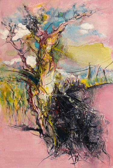 Pittura intitolato "Solar tree" da Dimitrinka Popova, Opera d'arte originale, Olio