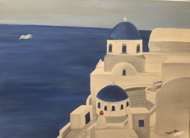 Painting titled "Santorini" by Olga Dimitsa, Original Artwork, Oil