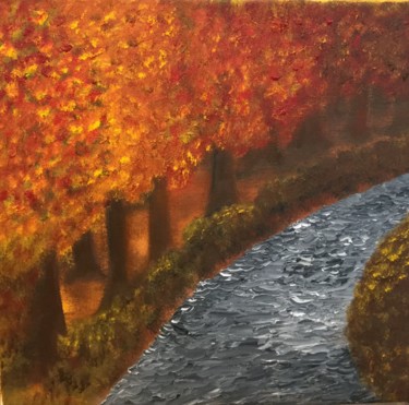 Painting titled "River" by Olga Dimitsa, Original Artwork, Oil