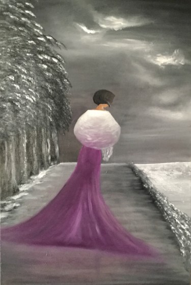 Malerei mit dem Titel "Winter lady" von Olga Dimitsa, Original-Kunstwerk, Öl