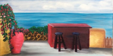 Painting titled "Island View" by Olga Dimitsa, Original Artwork, Oil
