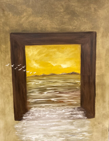 Malerei mit dem Titel "Out of frame" von Olga Dimitsa, Original-Kunstwerk, Öl