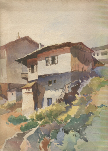 Malerei mit dem Titel "Zeitgeist 1944_09" von Dimitar Russinov, Original-Kunstwerk, Aquarell