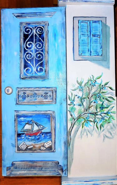 Painting titled "Storage Cabinet Blu…" by Dimitrios Manos, Original Artwork, Acrylic