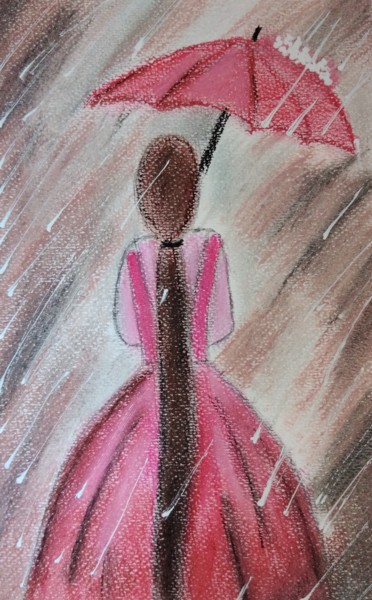 Painting titled "Under my umbrella" by Dimitra Ger, Original Artwork, Pastel