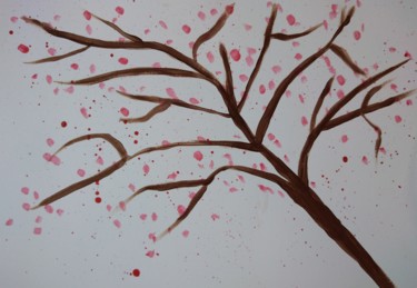 Painting titled "Cherry blossom tree" by Dimitra Ger, Original Artwork, Acrylic