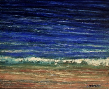 Painting titled "Aegean Coast" by Dimitra Papageorgiou, Original Artwork, Oil